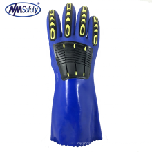 NMSAFETY Thermosynthetic TPR gloves coating double PVC work gloves of 30 cm long sleeve with Seamless cotton water liquid proof